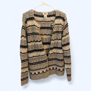 Talbots Black and Tan Patterned Cardigan